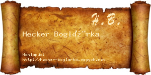 Hecker Boglárka névjegykártya